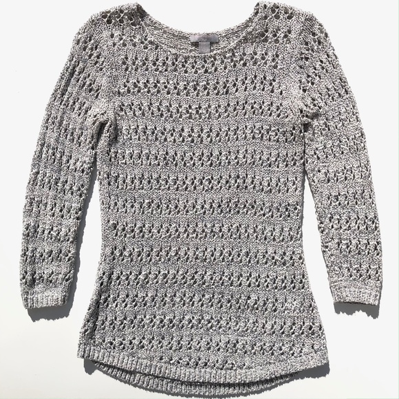 St. Tropez West open weave sweater pullover sweater size XS cream salt & pepper - Picture 1 of 6